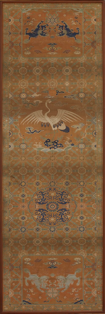 Chair Cover with a Crane, Lions, Dragons, Auspicious Symbols and Floral Patterns by Unknown artist