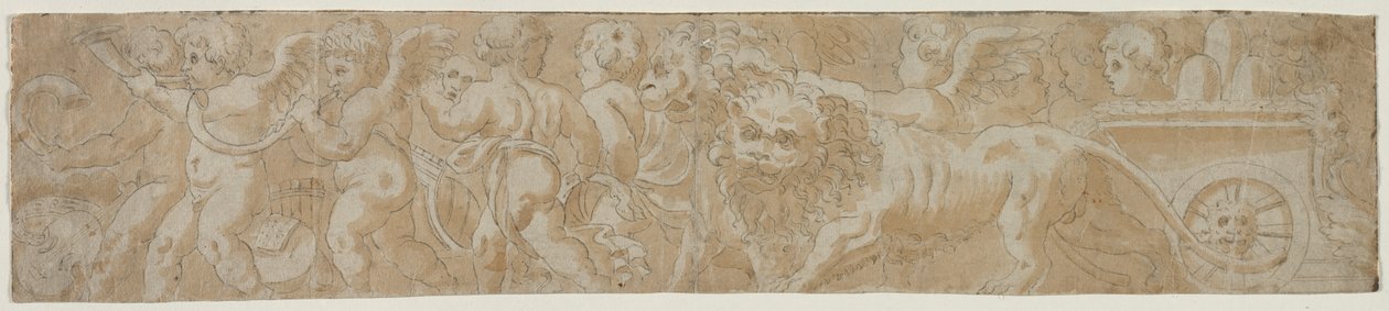 Chariot Drawn by Lions with Amorini (recto) by Unknown artist