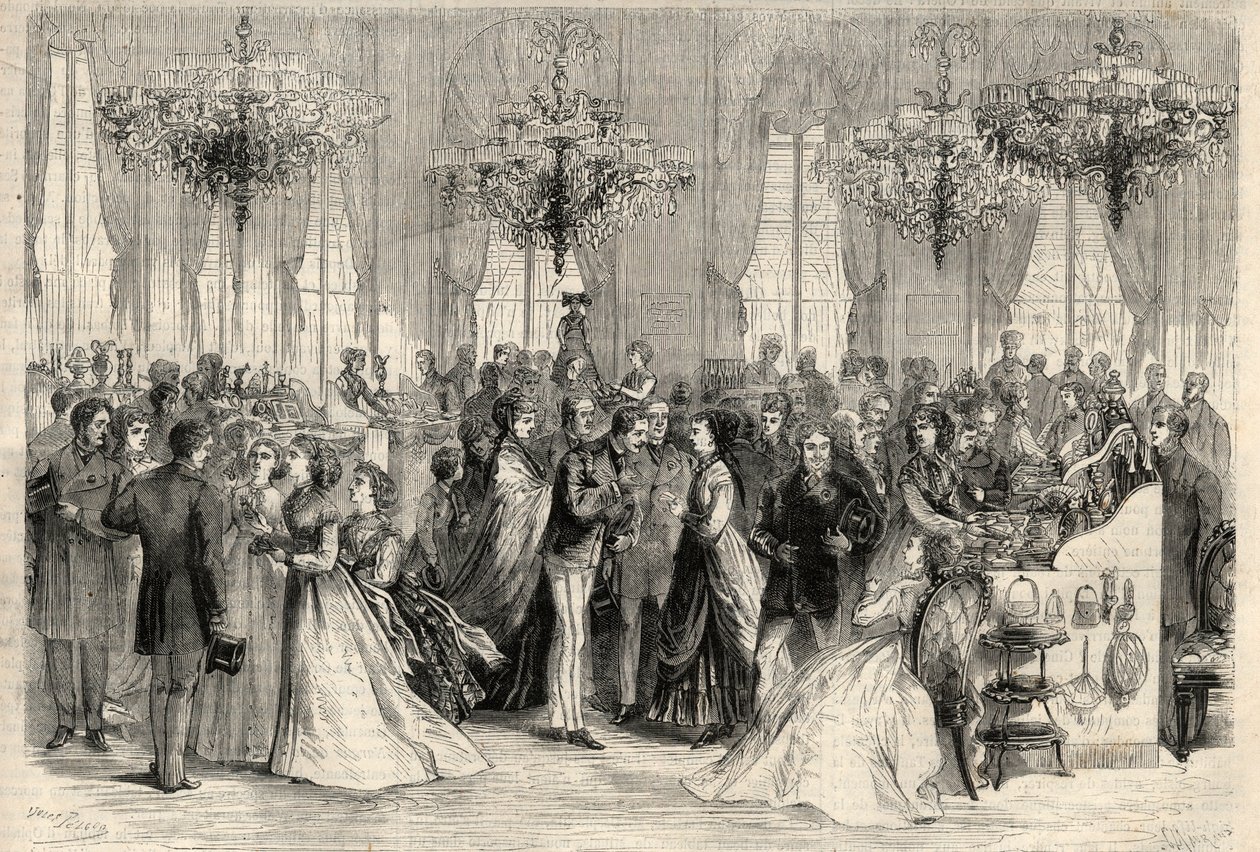 Charity sale to the Ministry of Foreign Affairs for the construction of a German hospital in Paris. Engraving in 