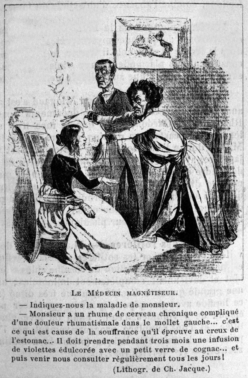 Charlatanism: Satire about consulting hypnosis magnetizers to treat diseases by Unknown artist
