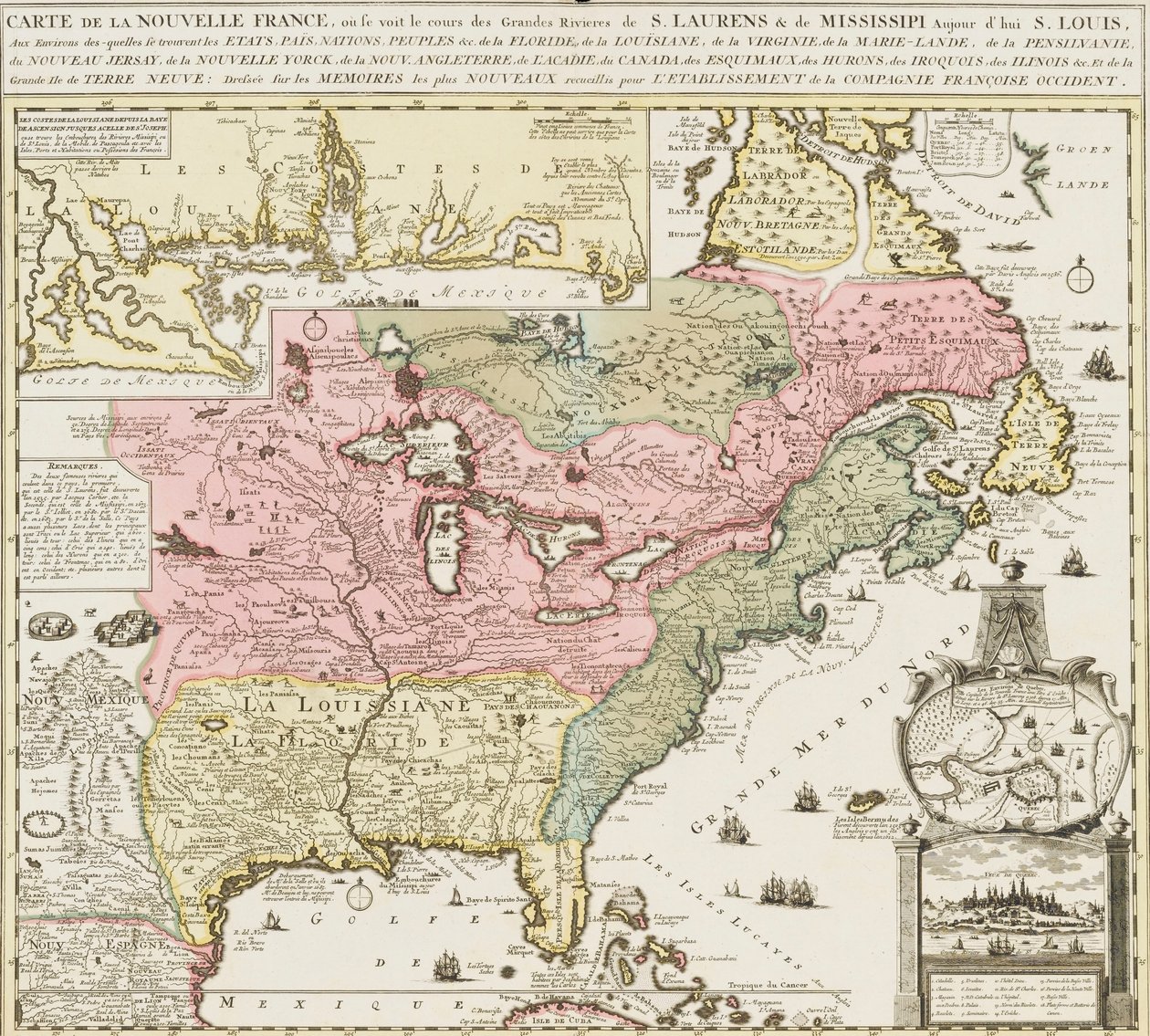 Chart of southern United States showing Mississippi river and Saint Louis, c. 1720 by Unknown artist