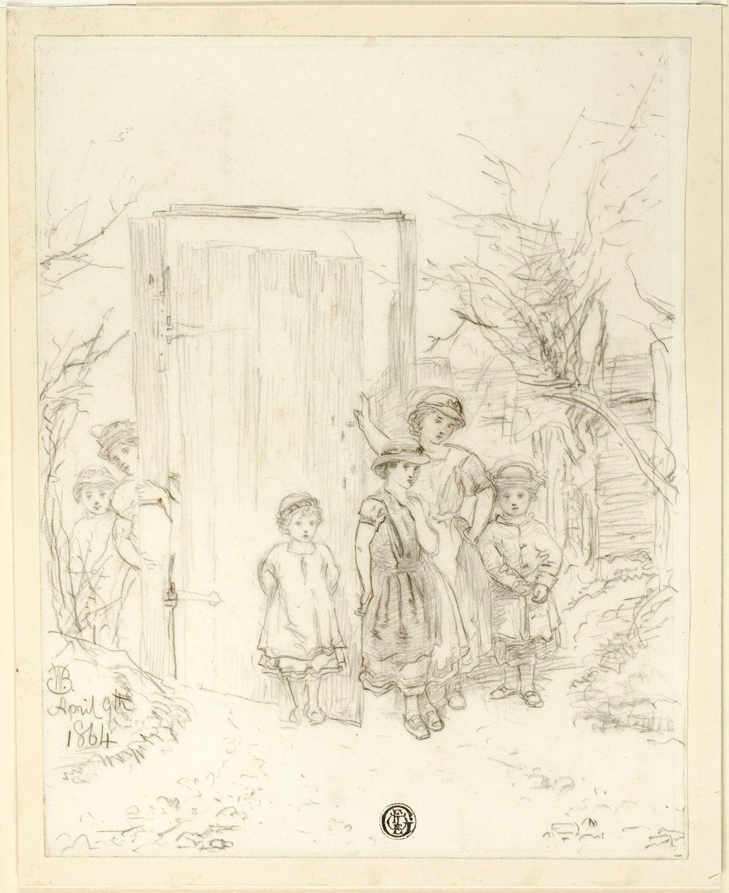 Children by a Door by Unknown artist
