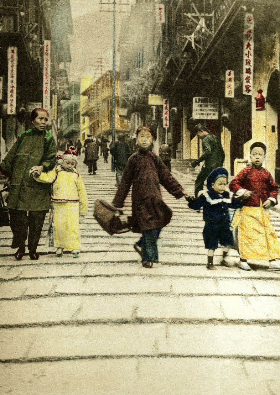 Children on Pottinger Street in Hong Kong (1890) by Unknown artist