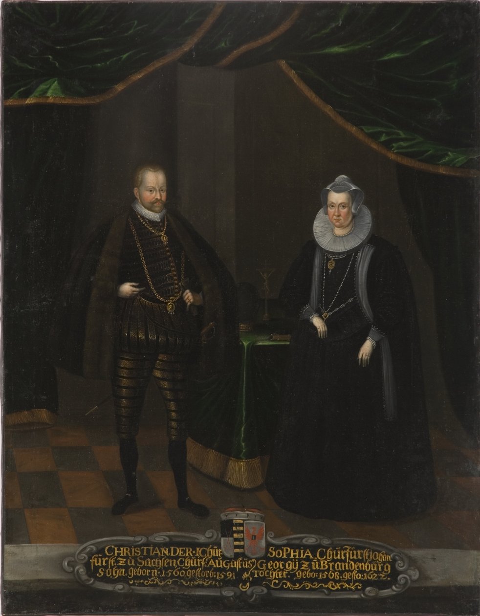 Portrait of Christian I (1568-1622), Elector of Saxony and Sophie of Brandenburg (1568-1622), Electress of Saxony by Unknown artist