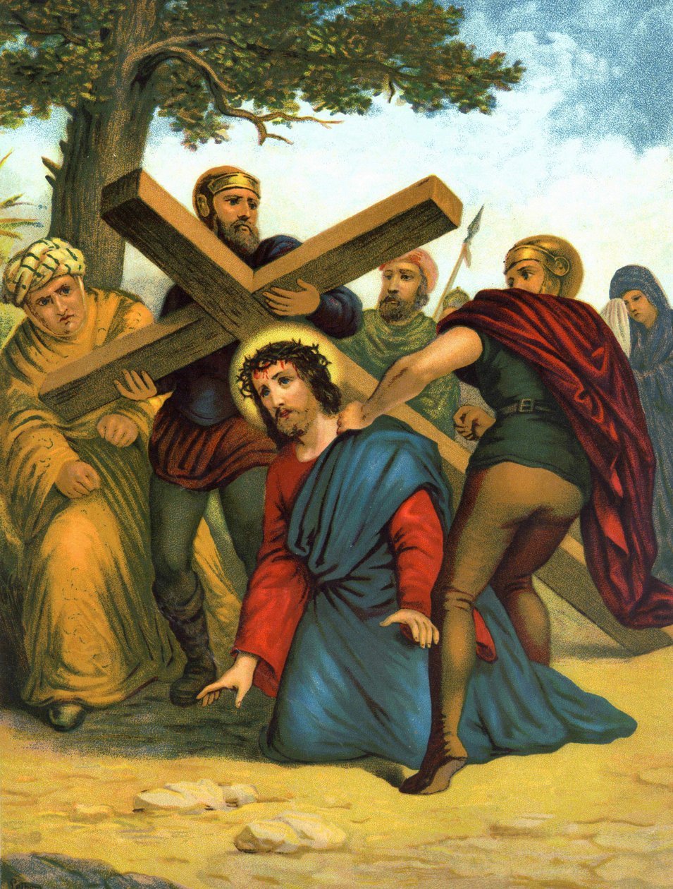 Life of Christ: Jesus first falls under the cross by Unknown artist