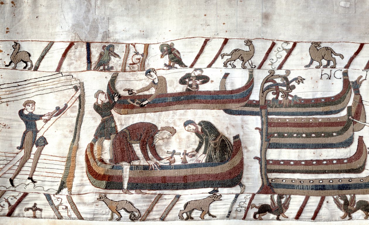 Construction of Ships by the Order of Guillaume - Bayeux Tapestry, Known as Embroidery of Queen Mathilde by Unknown artist
