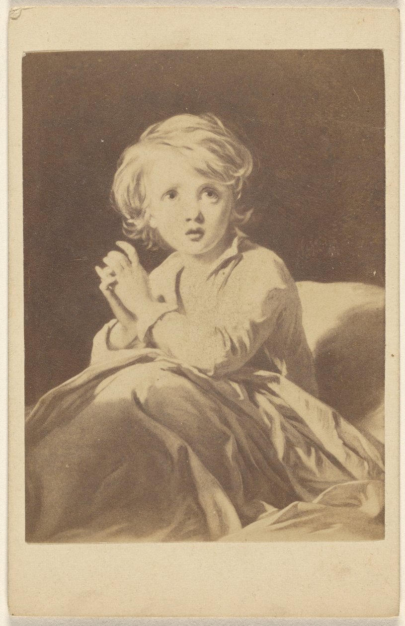 Copy of a Painting Depicting a Child Praying in Bed by Unknown artist