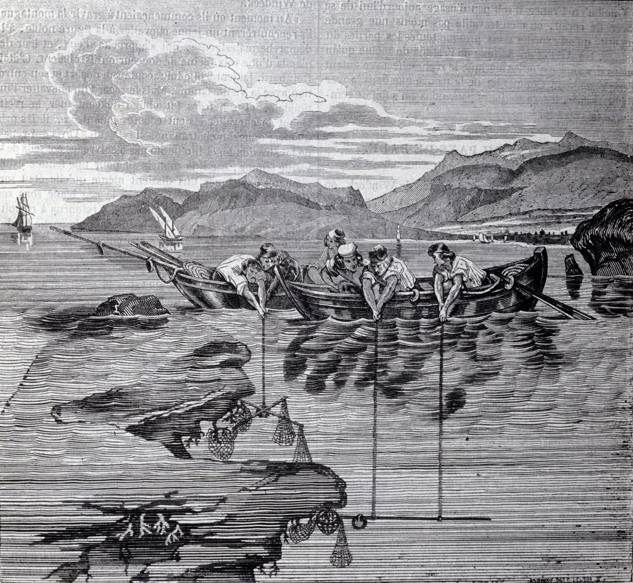 Coral fishing with the help of salaber and gear by Unknown artist