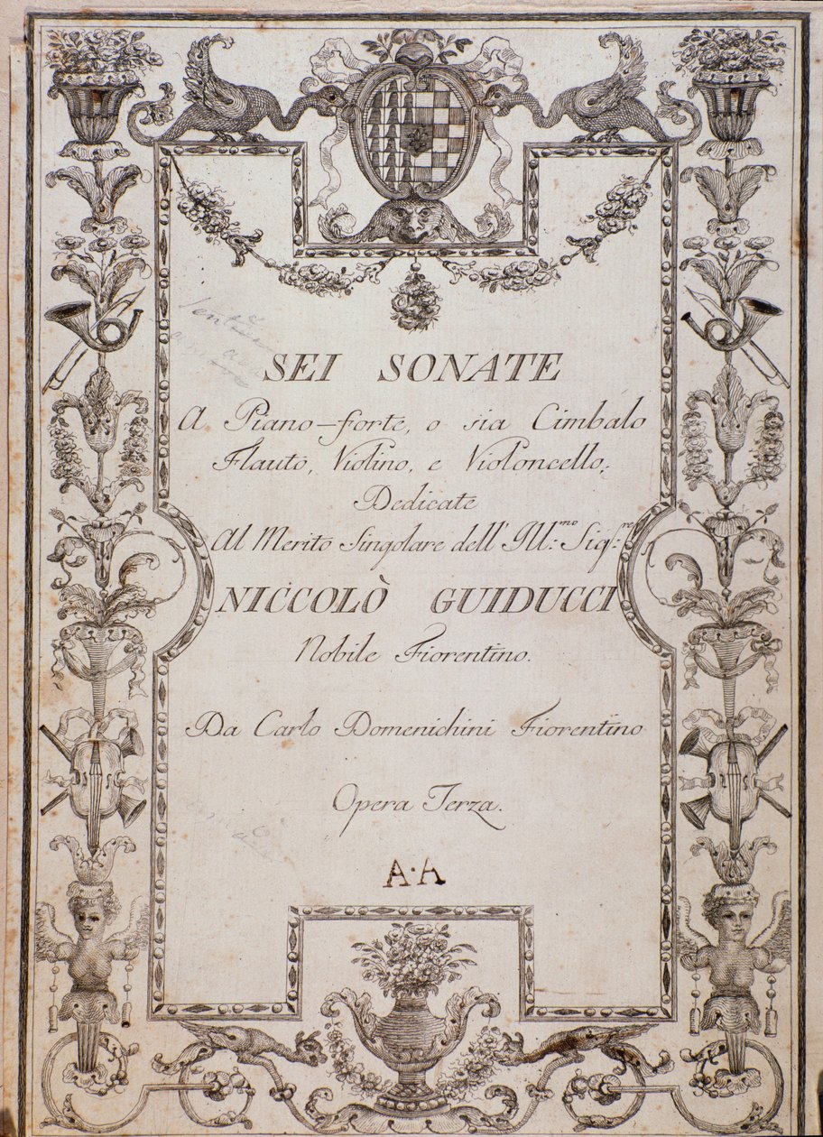 Cover of Six Sonatas, Op. 3 by Carlo Domenighini by Unknown artist