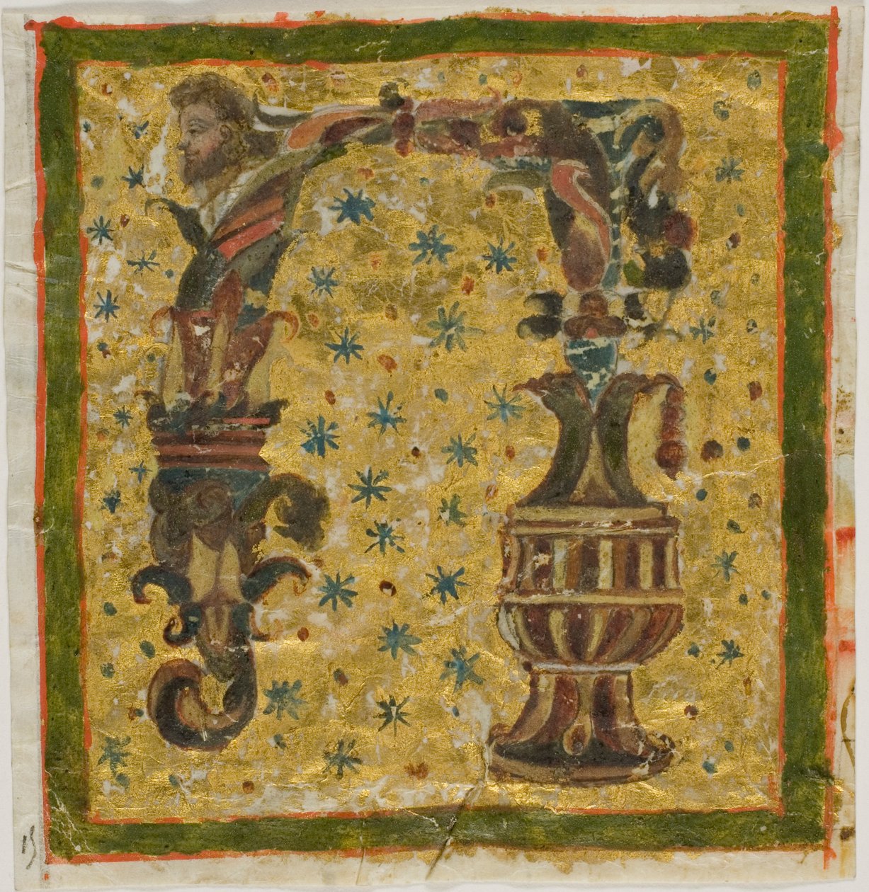 Decorated Initial "N" with Terme (or Grotesque) and Urn from a Manuscript by Unknown artist