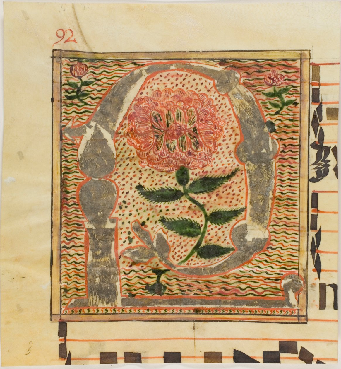 Decorated Initial "P" with Roses from a Manuscript by Unknown artist