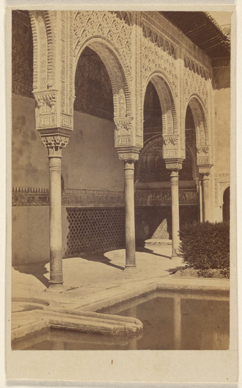 Detail of Columns, with Part of the Reflecting Pool Visible, the Alhambra by Unknown artist