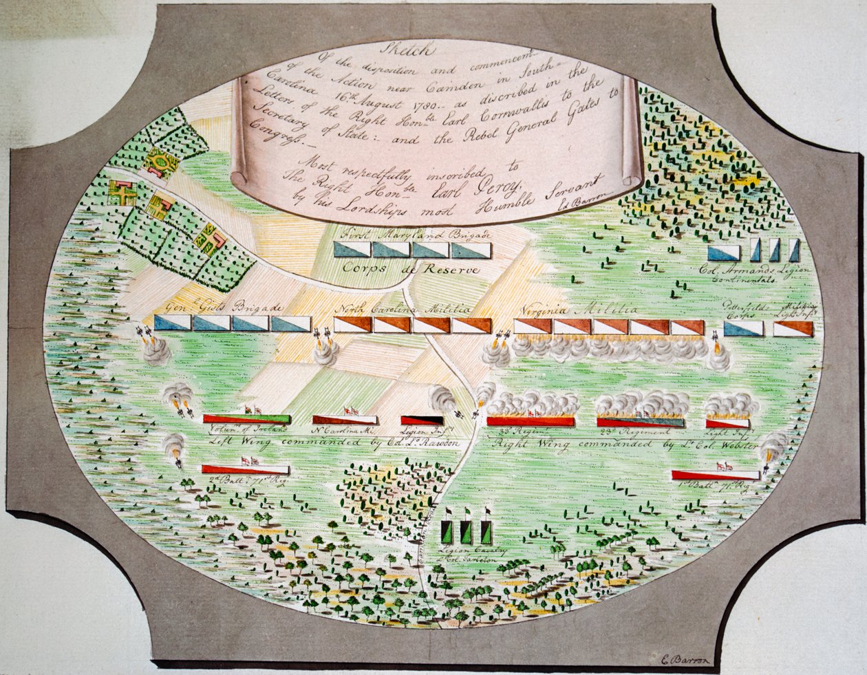 Diagram of Battle Lines of the Battle of Camden, South Carolina, on August 16 by Unknown artist