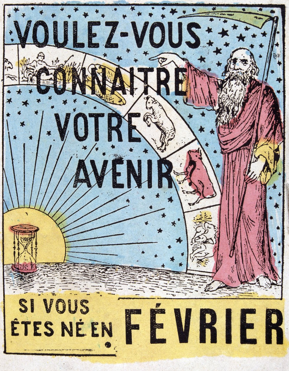 Do you want to know your future? : Nostradamus. 19th century astrological advertising label by Unknown artist