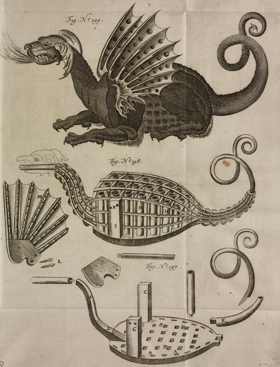Dragon for Fireworks Launch, Engraving from Grand Art d