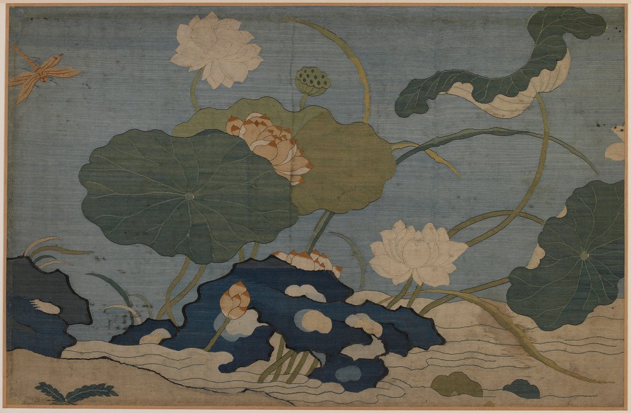 Dragonfly and Lotus Plants by Unknown artist