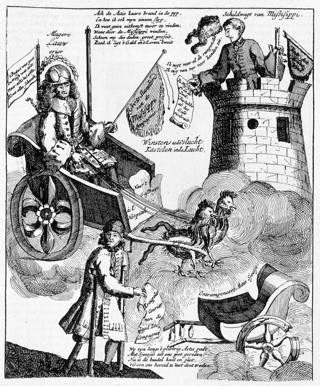 Dutch Satirical Print Against John Law (1671-1729), on the Mississippi Case by Unknown artist