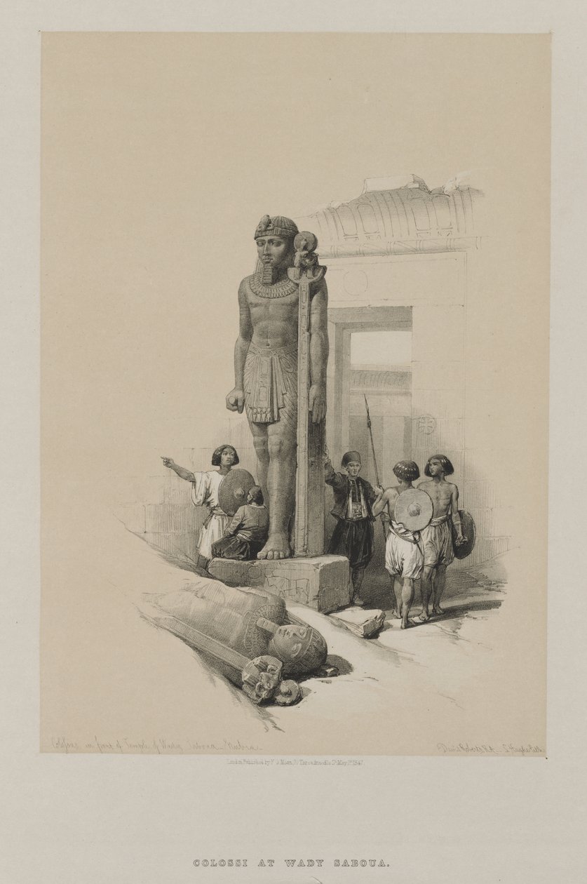 Egypt and Nubia, Volume II: Colossus in Front of the Temple at Wady Saboua, Nubia by Unknown artist