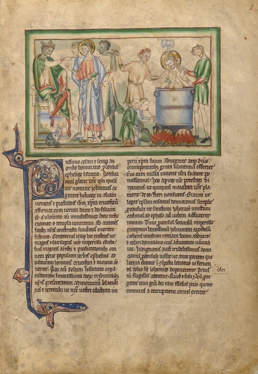 Emperor Domitian Speaking to Saint John the Evangelist and Saint John the Evangelist in a Vat of Boiling Oil by Unknown artist