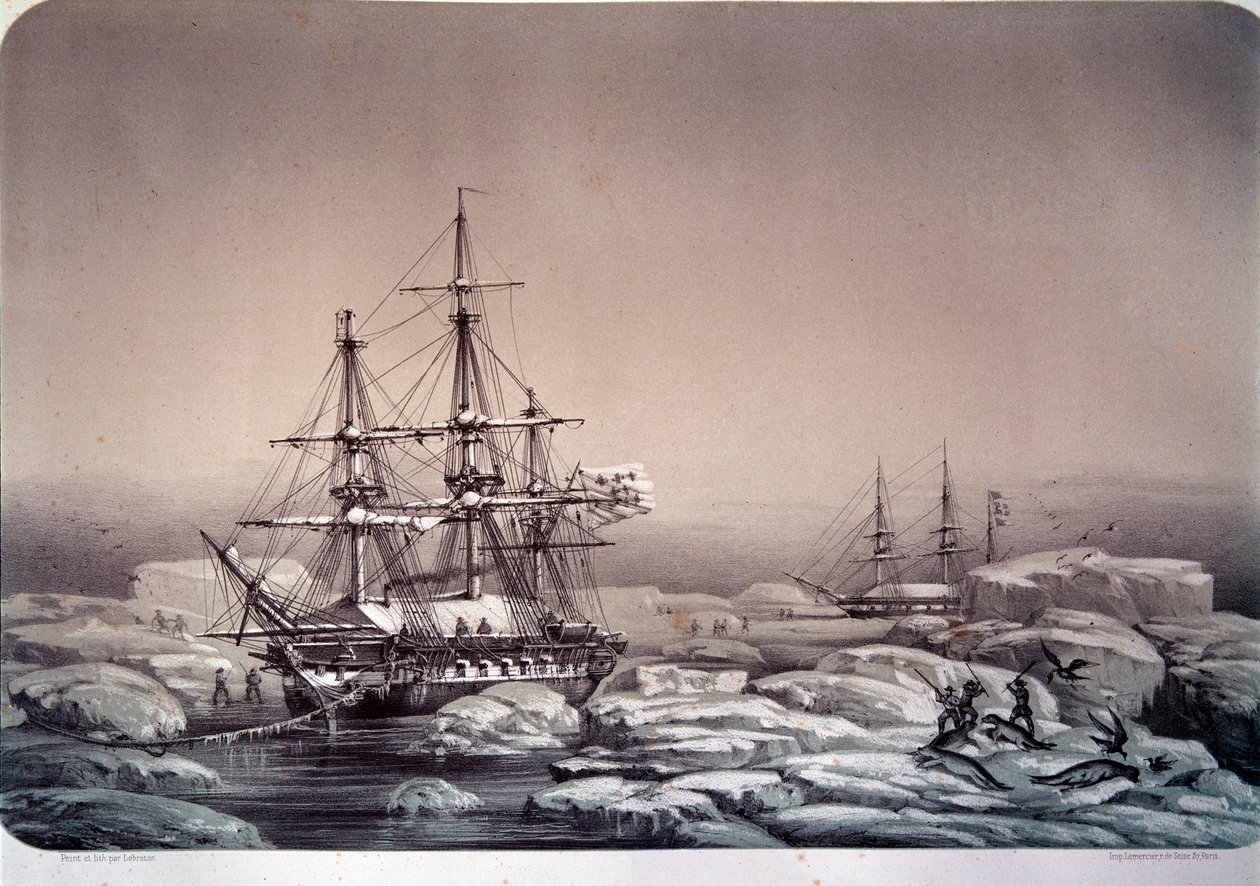 Expeditions in Antarctica (southern pole): the ship “Astrolabe” (new name of the “Shell”) by Jules Dumont d
