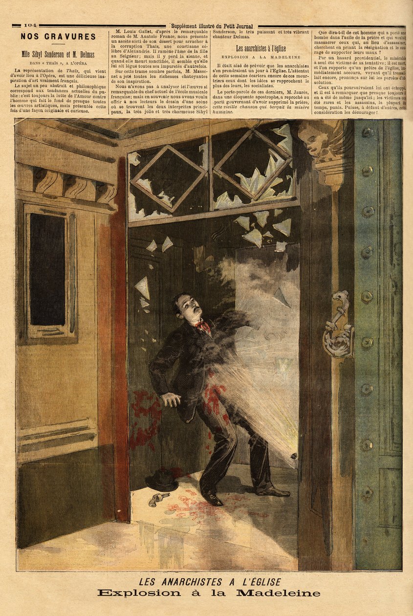 Explosion in the Church of La Madeleine in Paris, the Anarchist Criminal, the Only Victim, Has the Effects of His Own Bomb by Unknown artist
