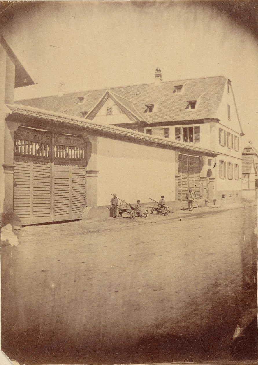 Figures with Carts Along Road by Unknown artist