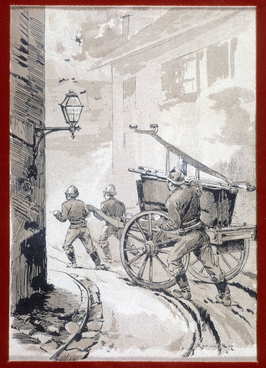 Firefighters: The Departure of the Post - Engraving, n.d. by Unknown artist