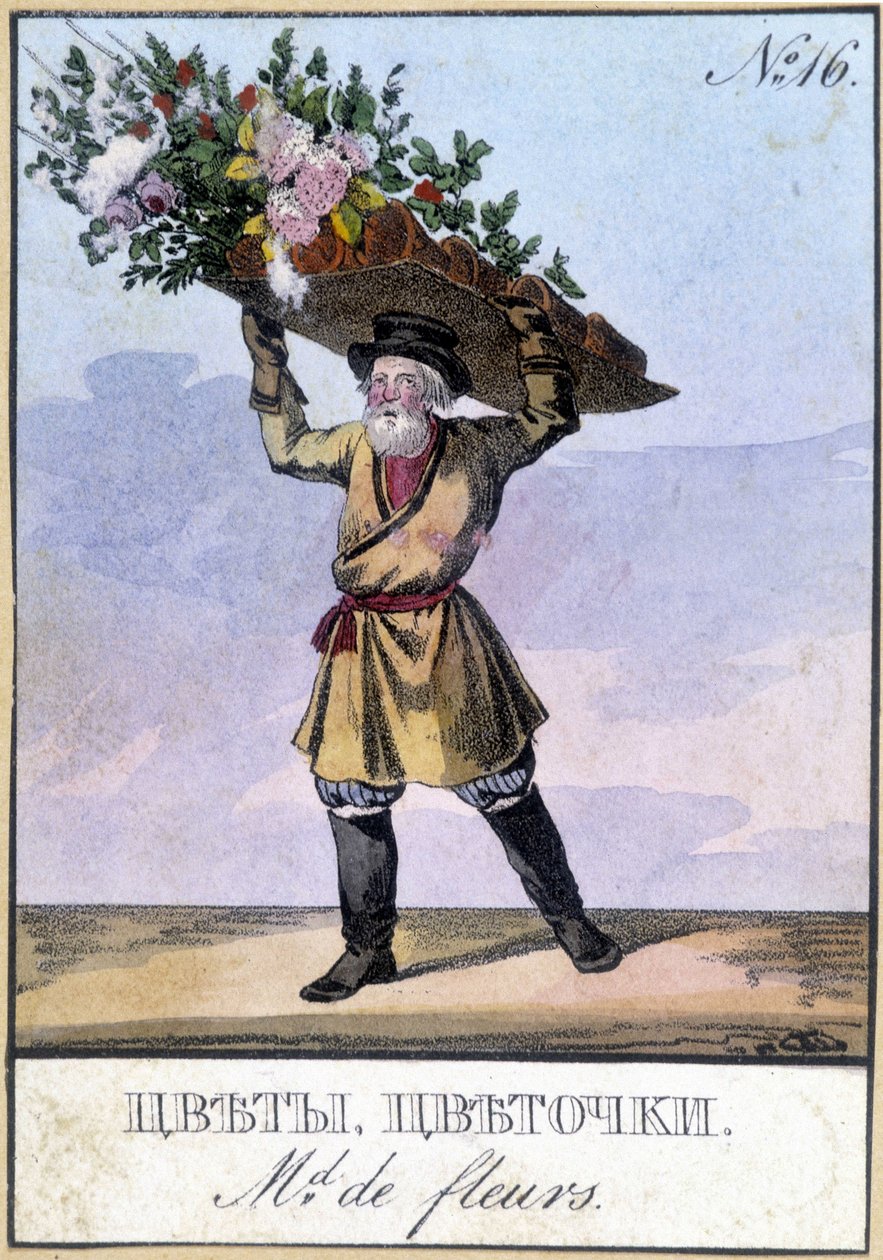 Flower merchant in Russia by Unknown artist