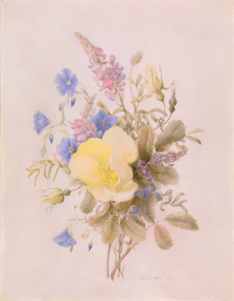 Flowers with Yellow Rose by Unknown artist