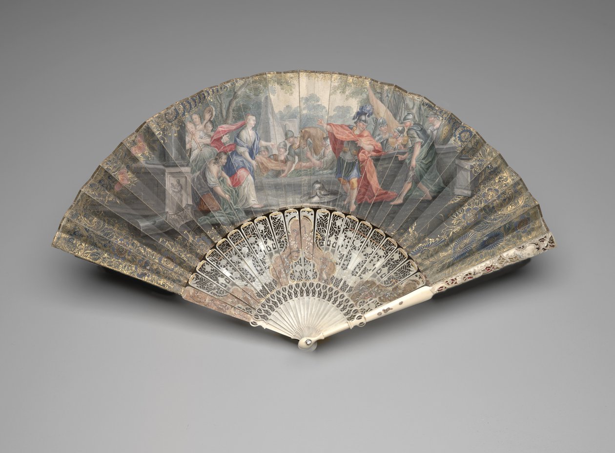 Folding fan with Jephthah meeting his daughter, c.1740s-50s by Unknown artist
