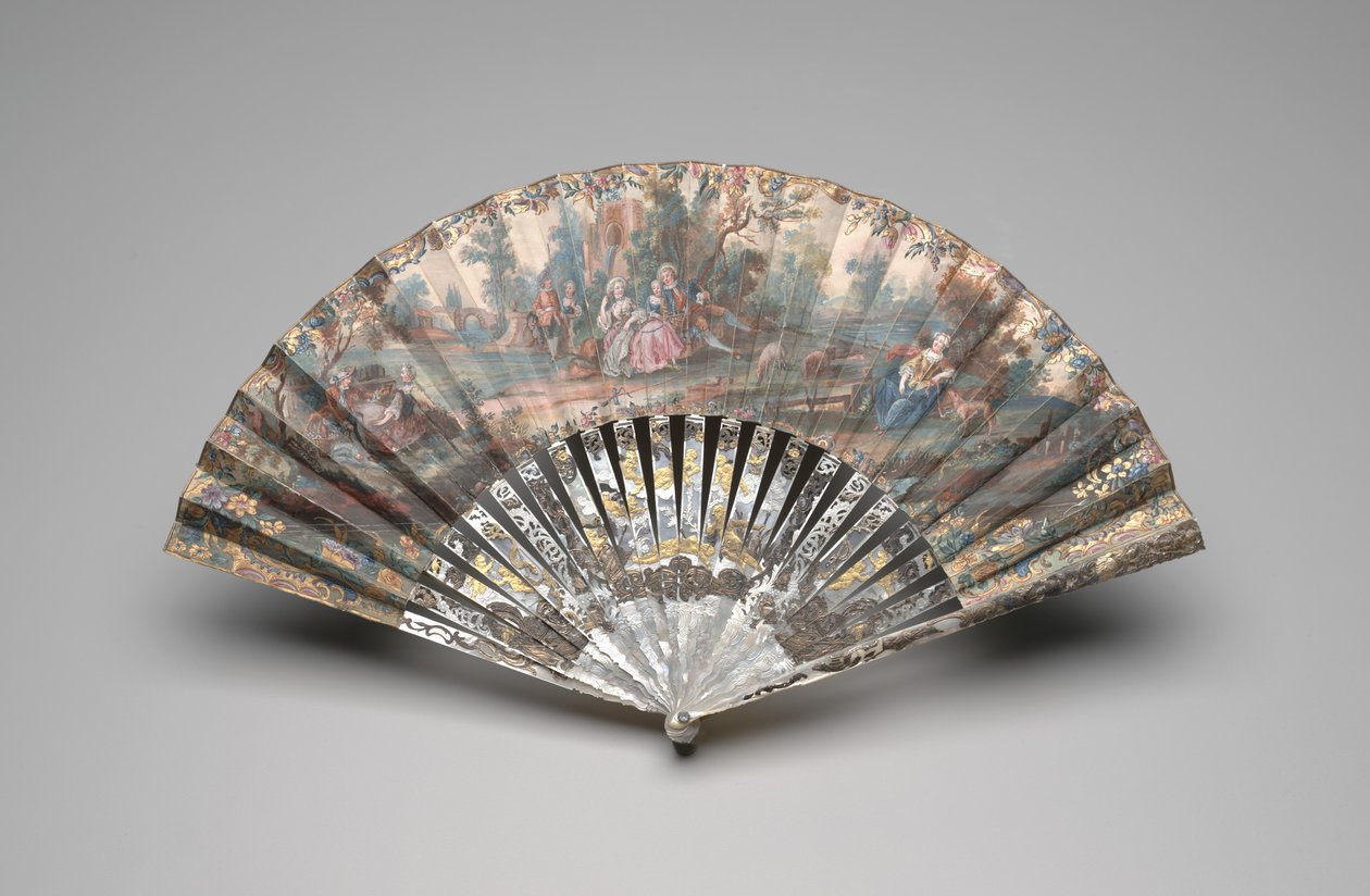Folding Fan with a Pastoral Scene by Unknown artist