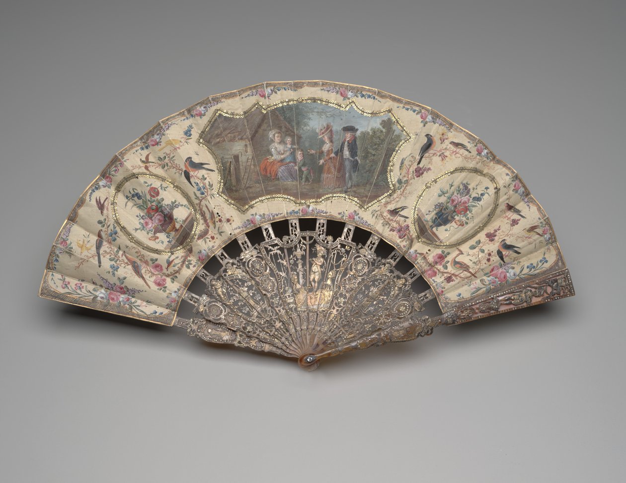 Folding fan with a scene of a visit to the wetnurse, c.1780 by Unknown artist
