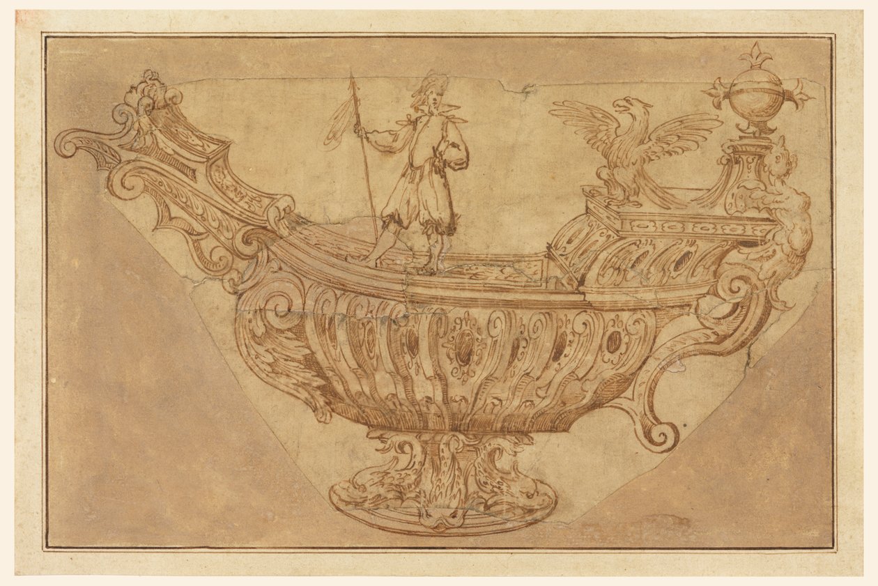 Fragment of a Design for a Nef, or Fantastic Centerpiece in the Form of a Boat by Unknown artist