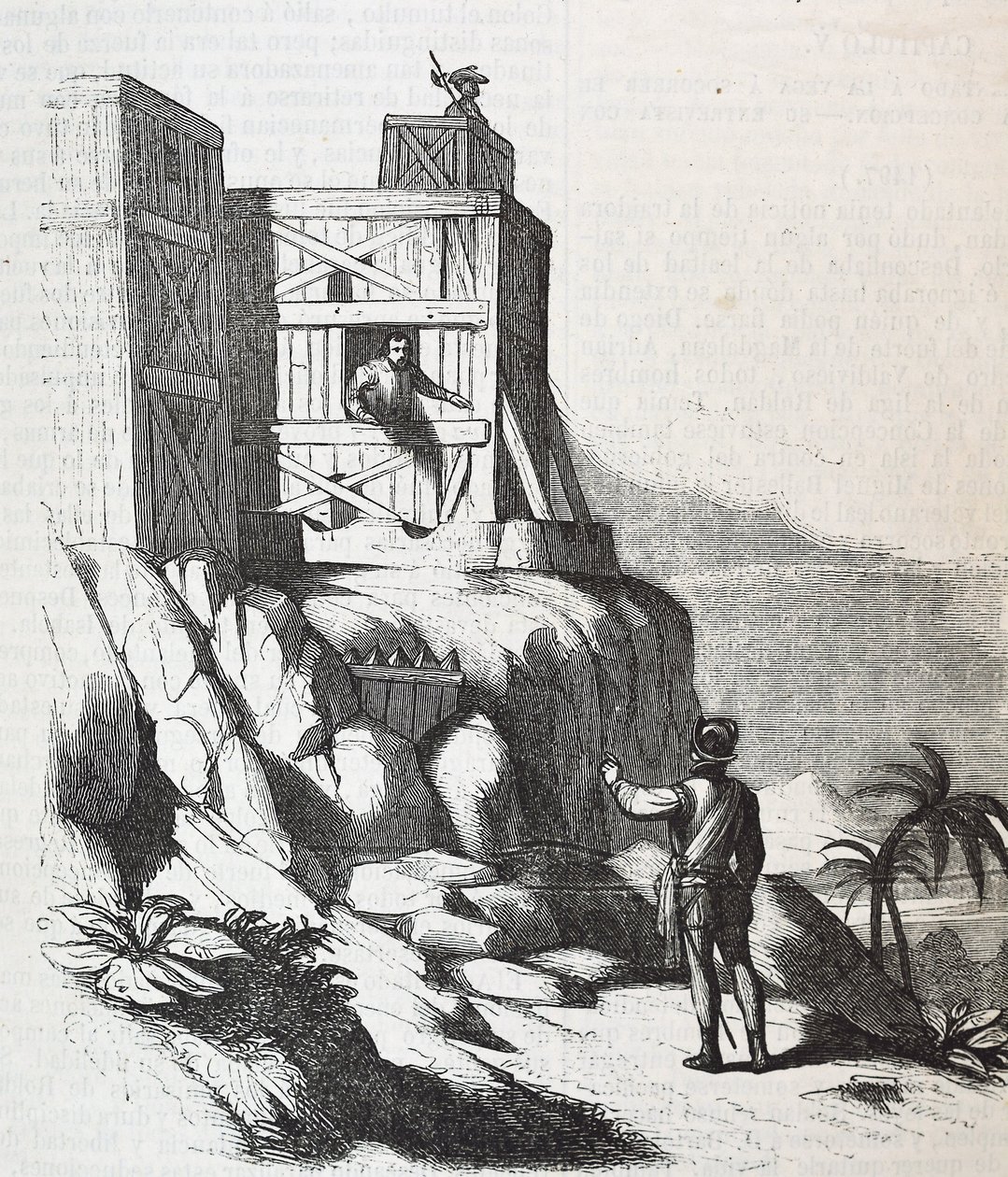 Francisco Roldan speaking with Adelantado Bartholomew Columbus on island of Hispaniola, in Fort Concepcion in 1497 by Unknown artist