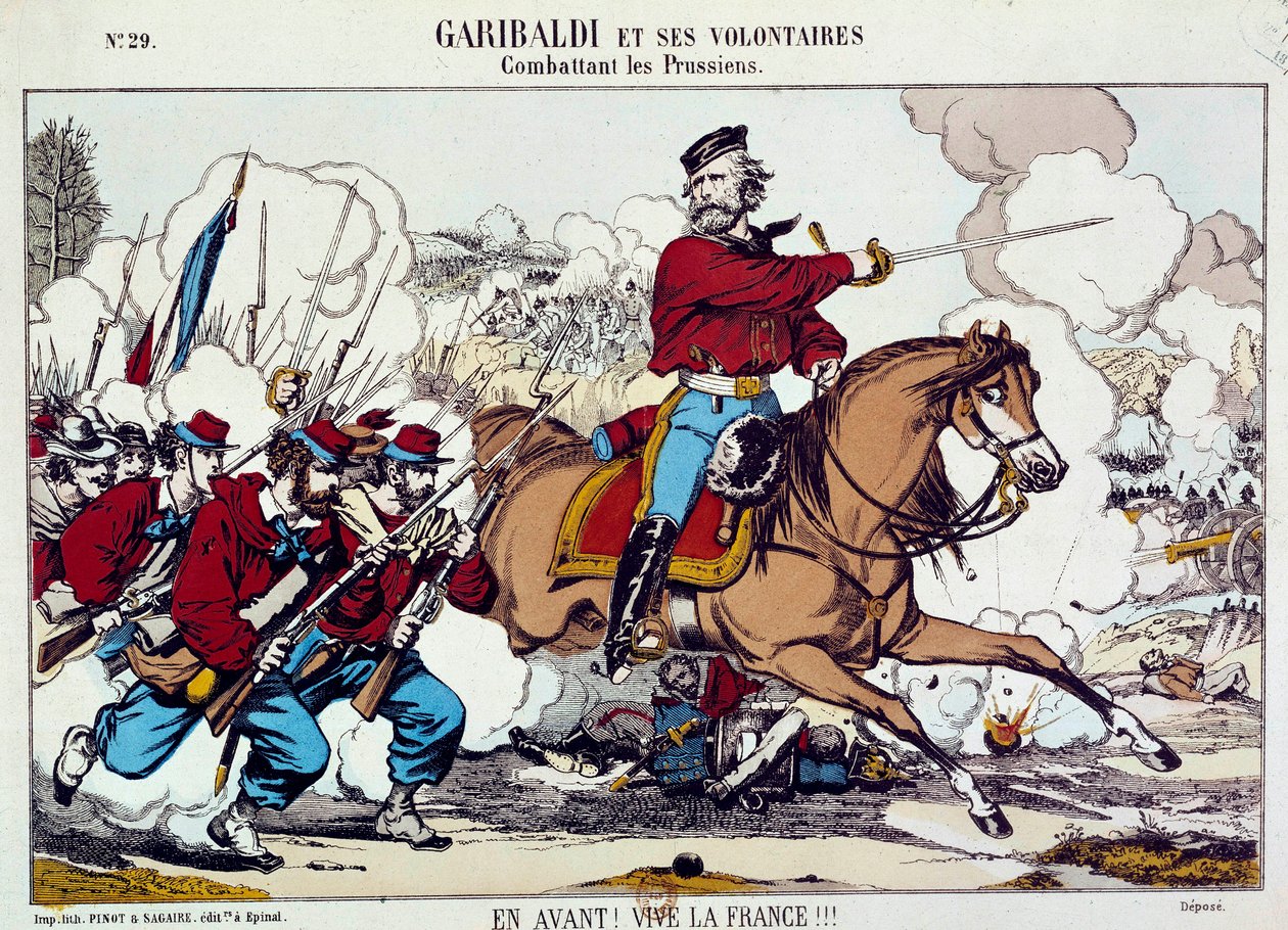 Giuseppe Garibaldi fighting with his volunteers against the Prussians by Unknown artist