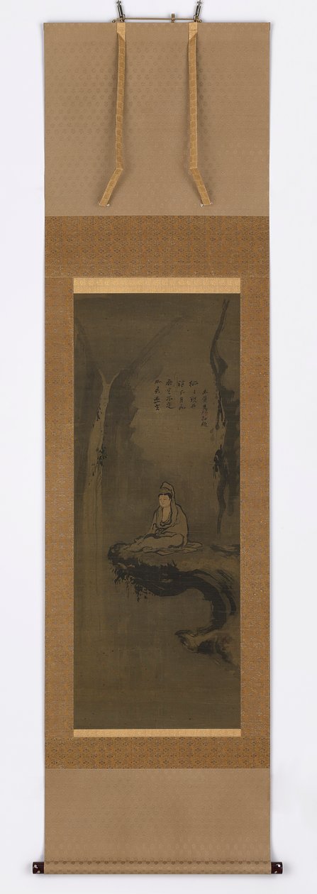 Guanyin, White Robed, Seated upon an Over-Hanging Rock by Unknown artist