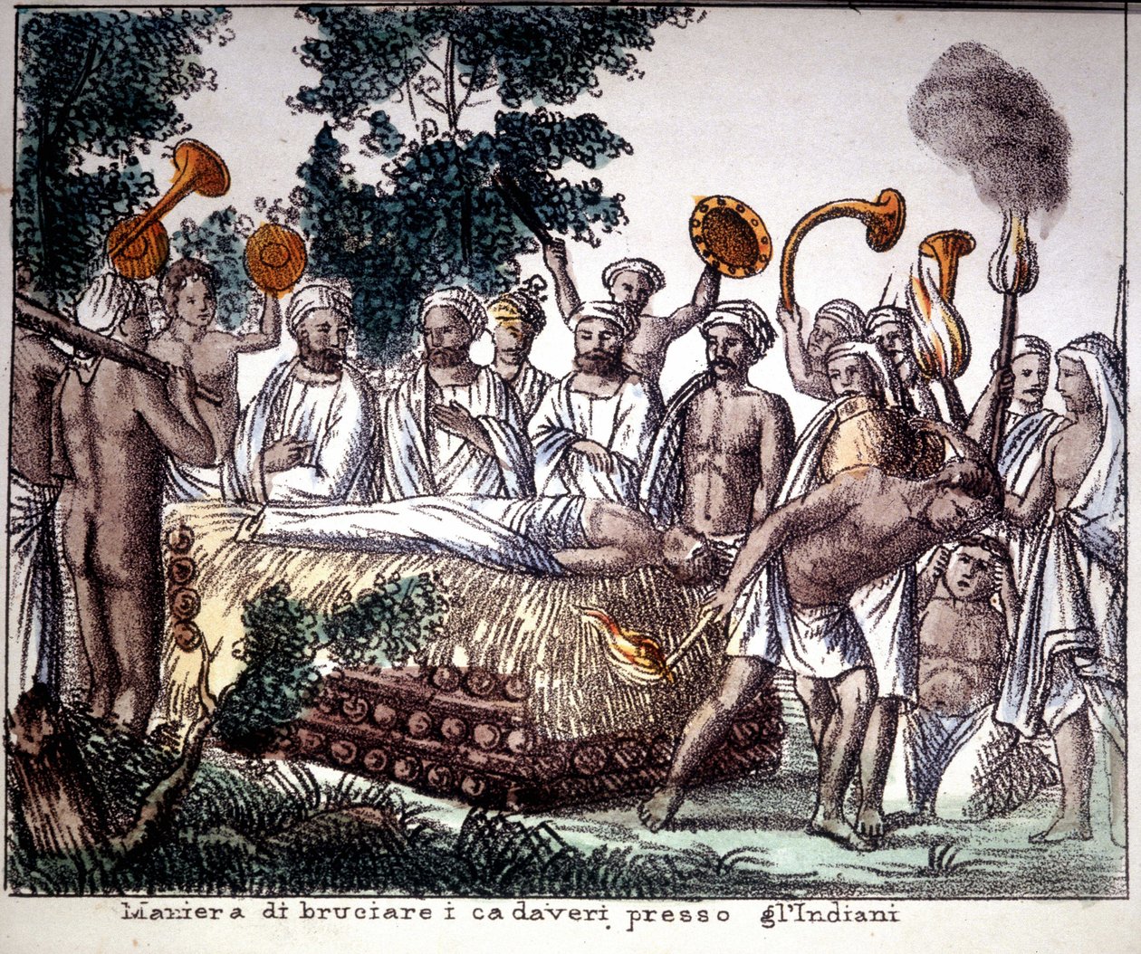 Hinduism: Cremation Scene. Private Collection by Unknown artist