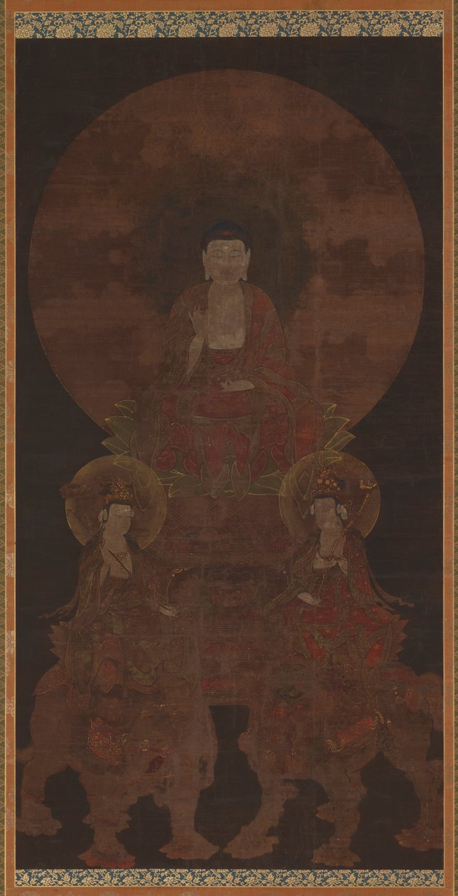 Historical Buddha Shakyamuni with the Bodhisattvas Fugen (Samantabhadra) and Monju (Manjushri) by Unknown artist