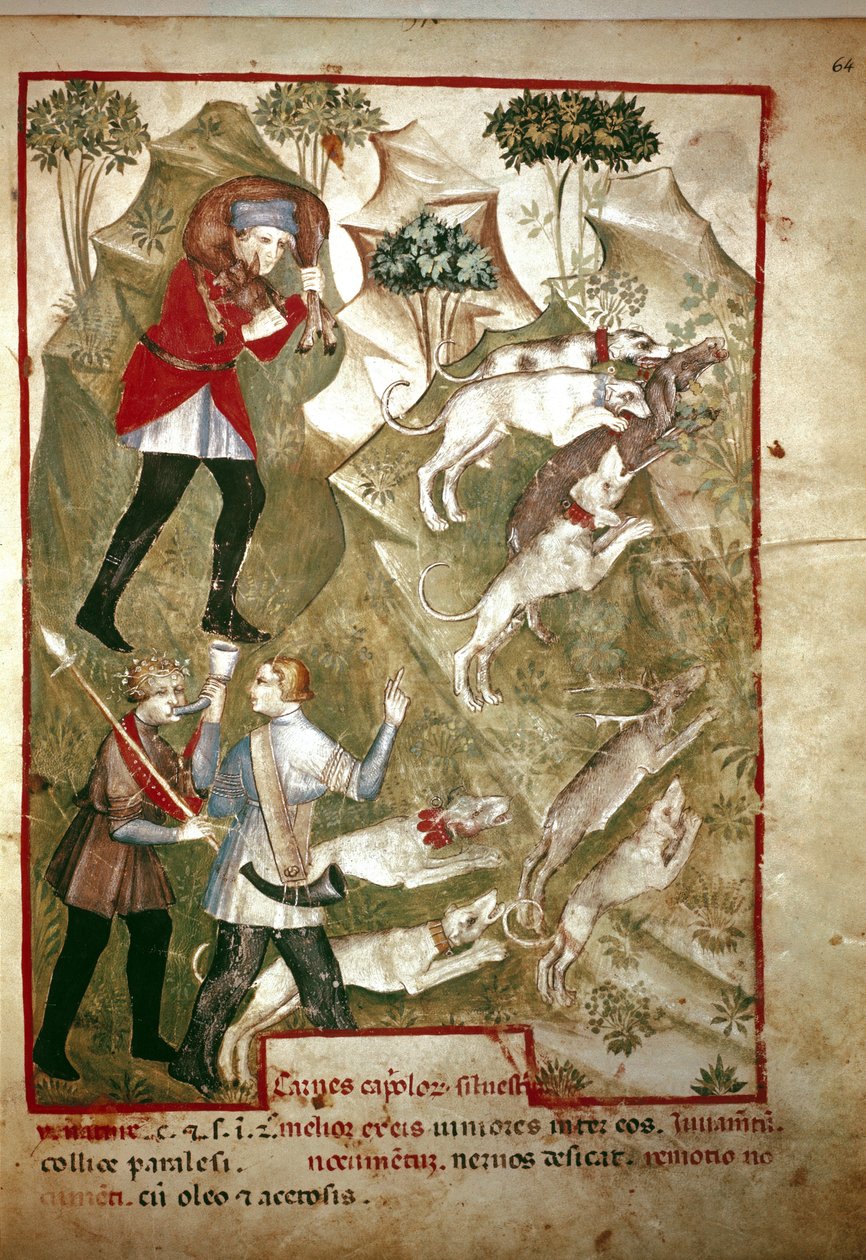 Hunting (Miniature, 14th century) by Unknown artist