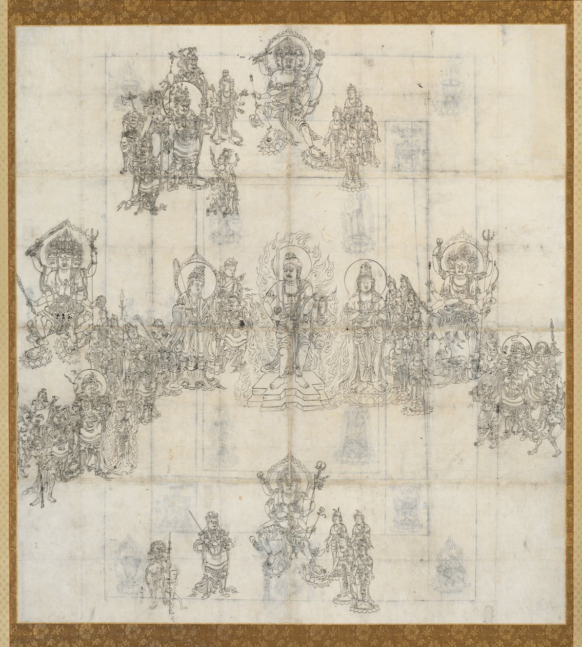 Iconographical Sketch (Zuzō) for the Benevolent Kings Sutra Mandala by Unknown artist