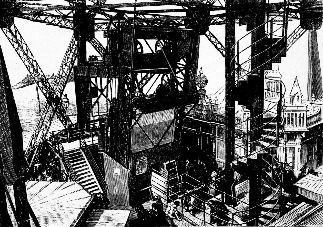 Illustration on the construction of the Eiffel Tower by Unknown artist