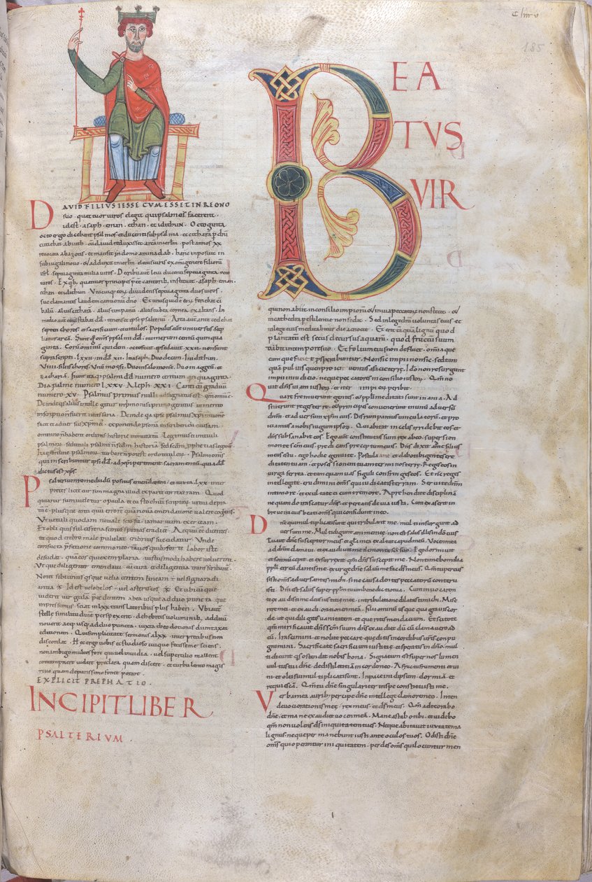 Incipit David, Beatus; Initial of the Psalms, 11th Century by Unknown artist