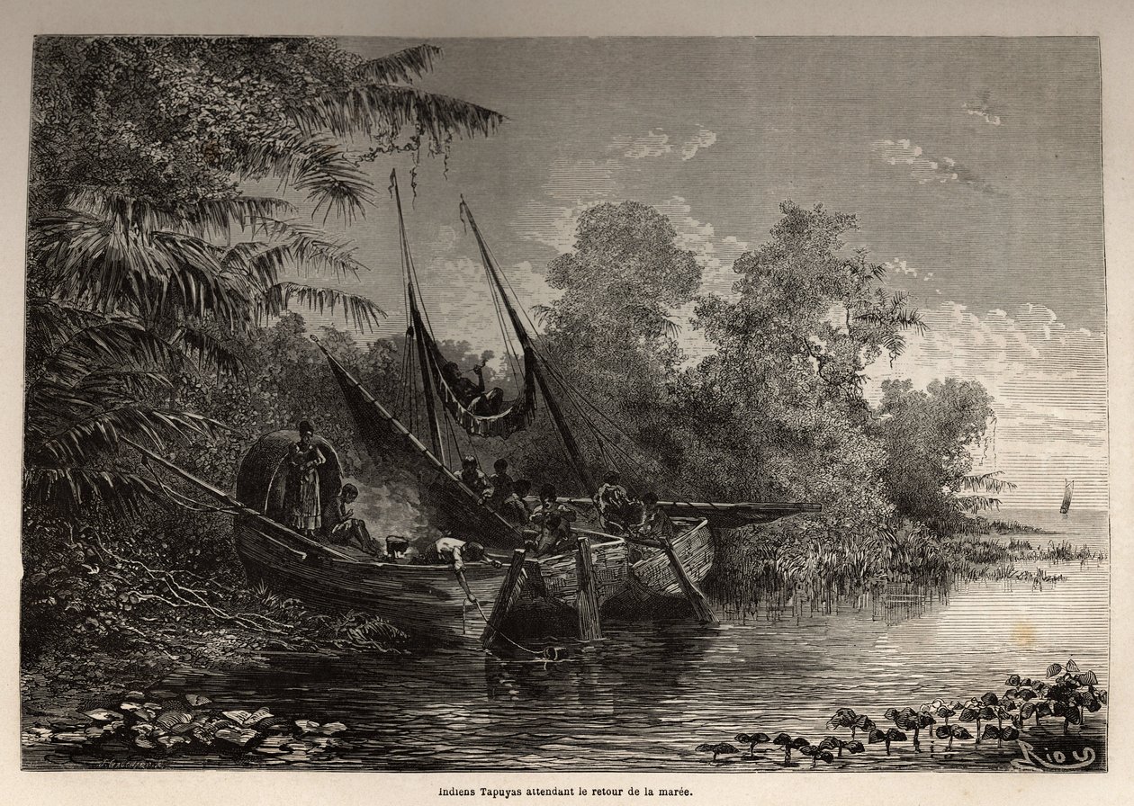 Indians Tapuyas (Brazil) Stuck on Their Boats, Waiting for the Return of the Tide by Unknown artist