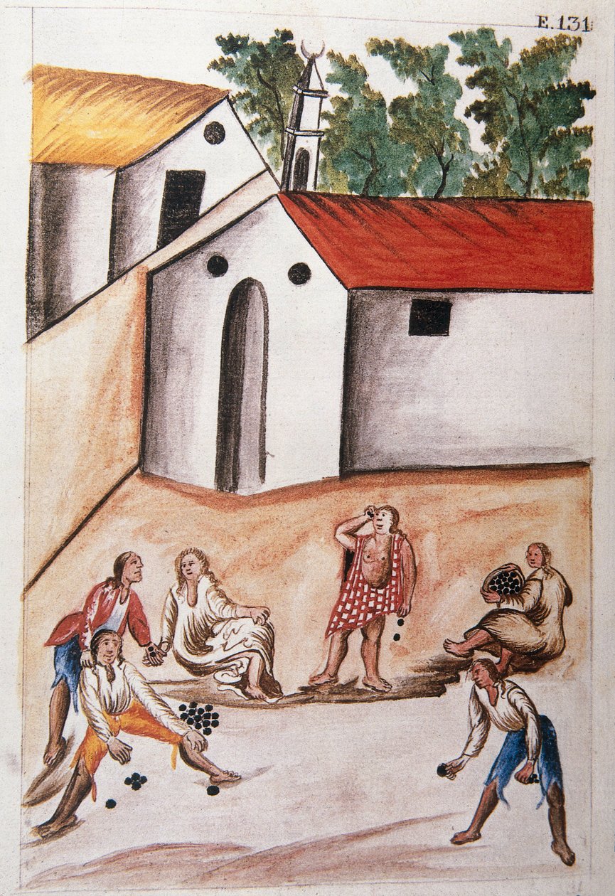 Indians playing the game of the choloques, from the book "Trujillo del Peru" or "Codex Martínez Compañón", by Baltazar Martinez Compañón y Bujanda, bishop of Trujillo (1782-1785) by Unknown artist