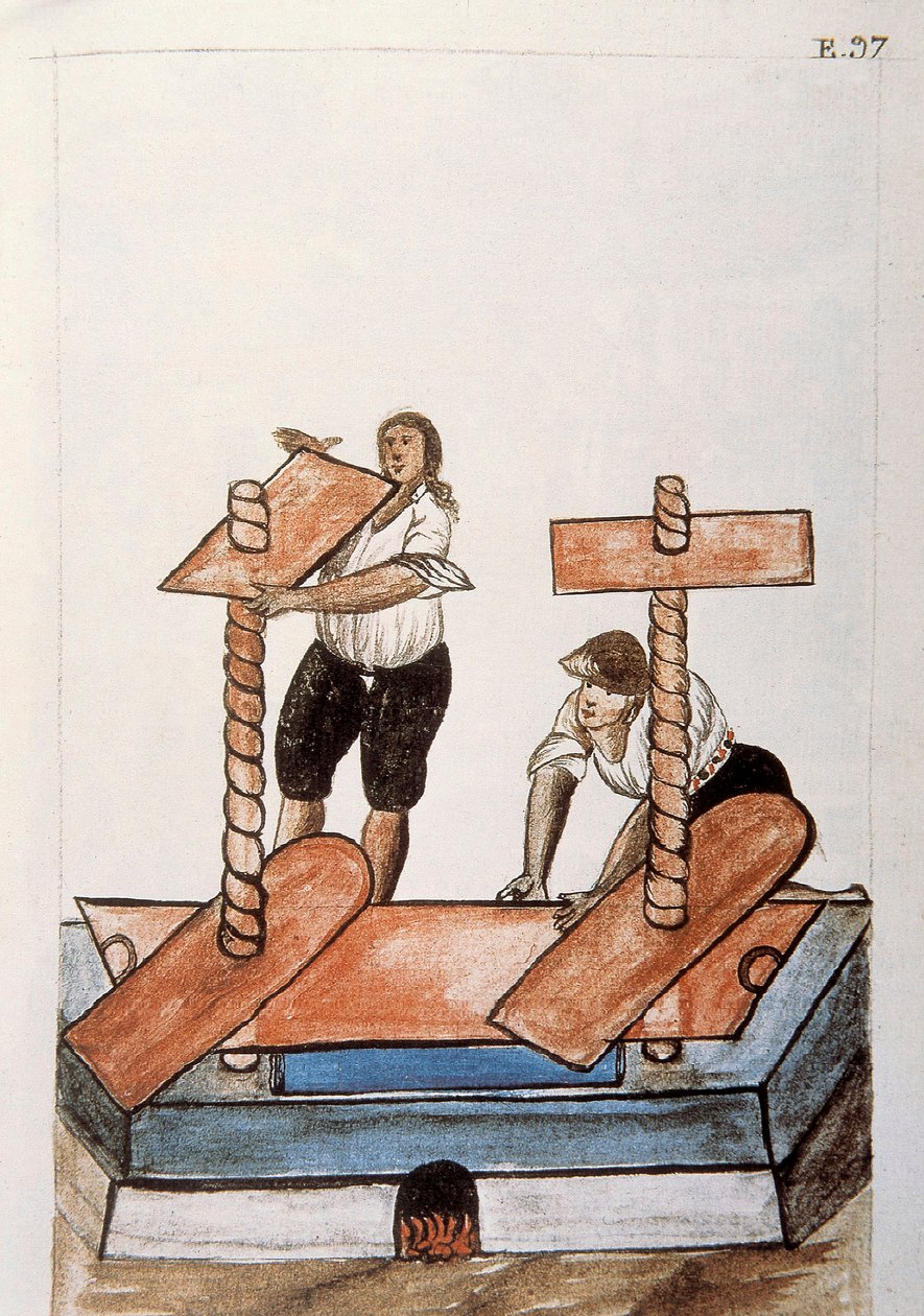 Indians pressing linen, from the book 