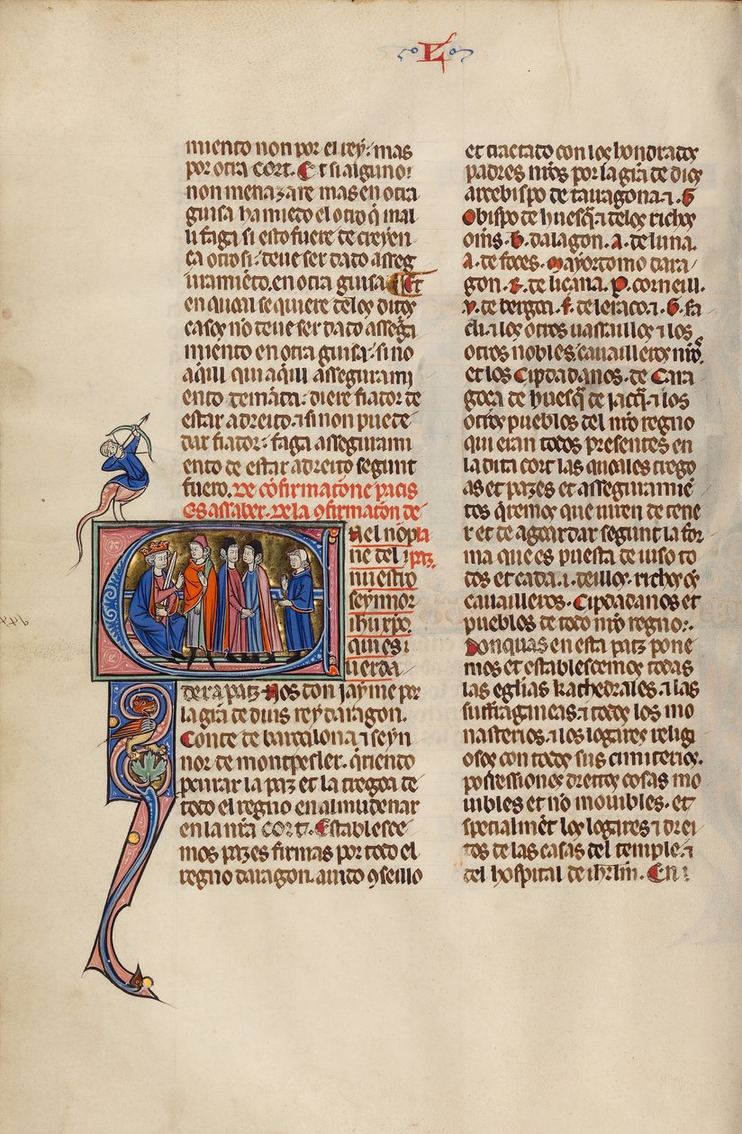 Initial E: Four Men before a King by Unknown artist