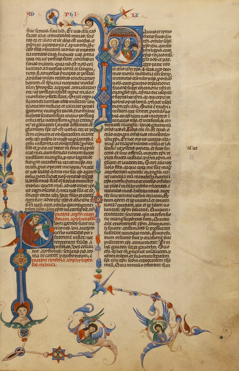 Initial P: Saint Paul; Initial P: A Bishop Giving a Letter to a Messenger by Unknown artist