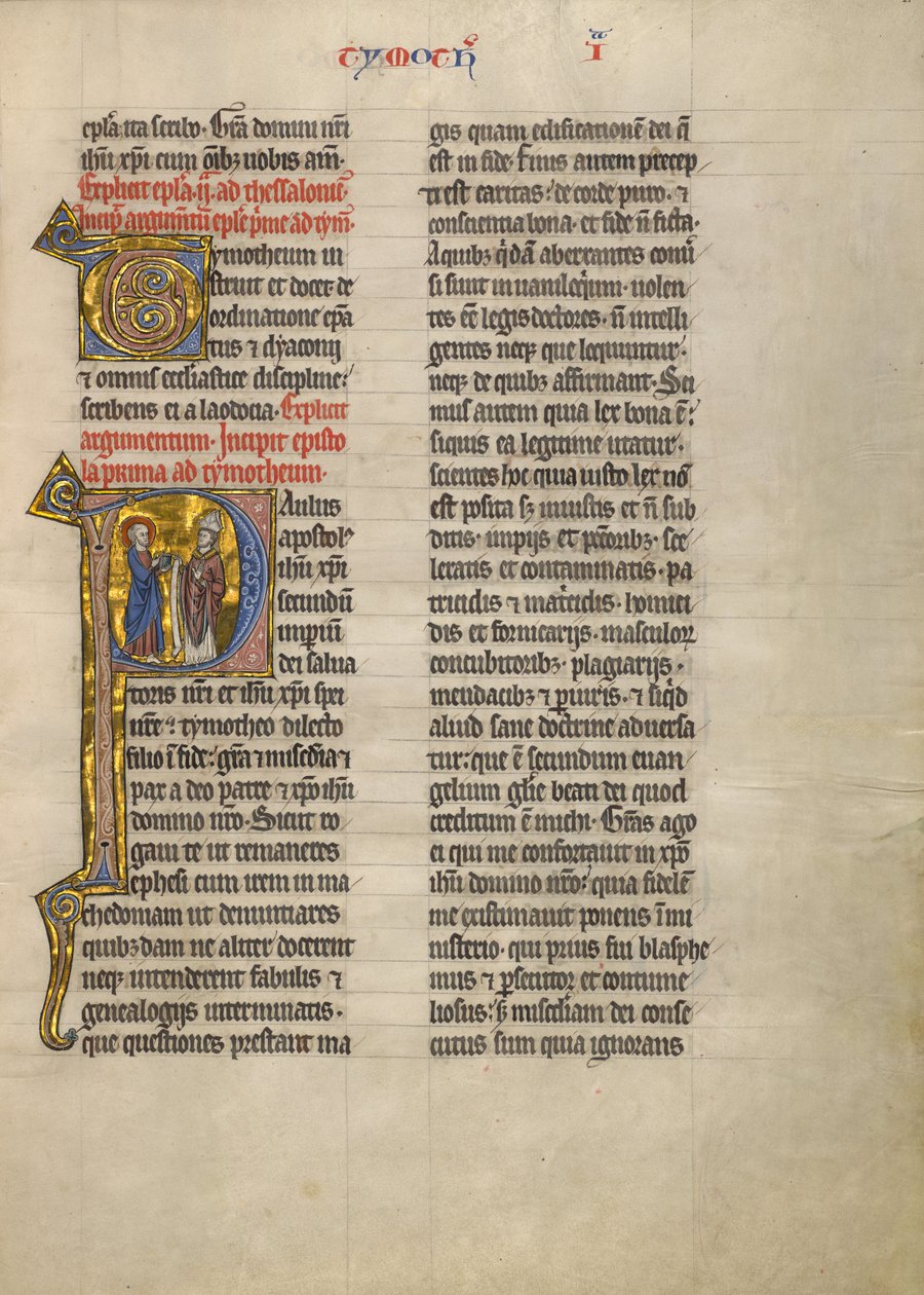 Initial P: Saint Paul with a Book and a Bishop by Unknown artist