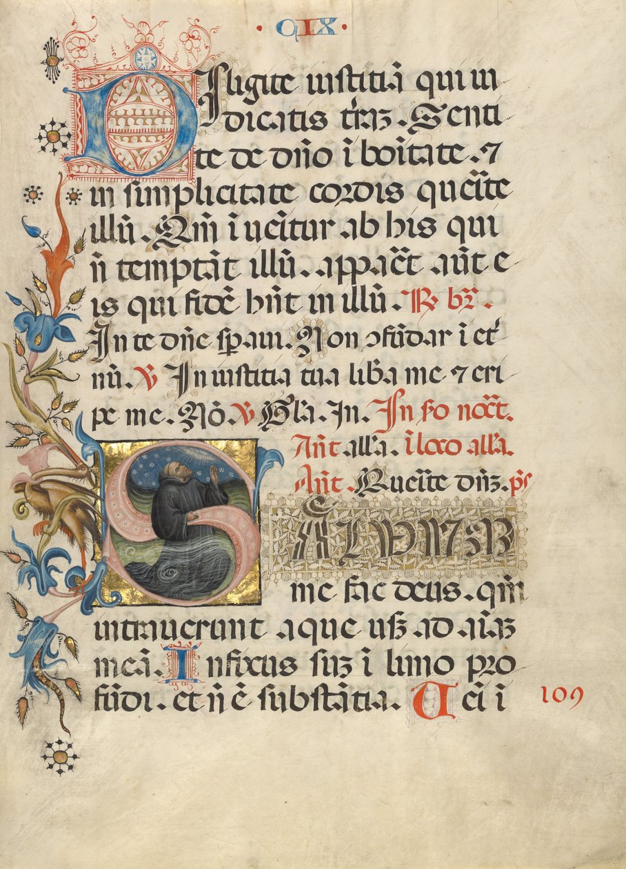 Initial S: A Monk Praying in the Water by Unknown artist