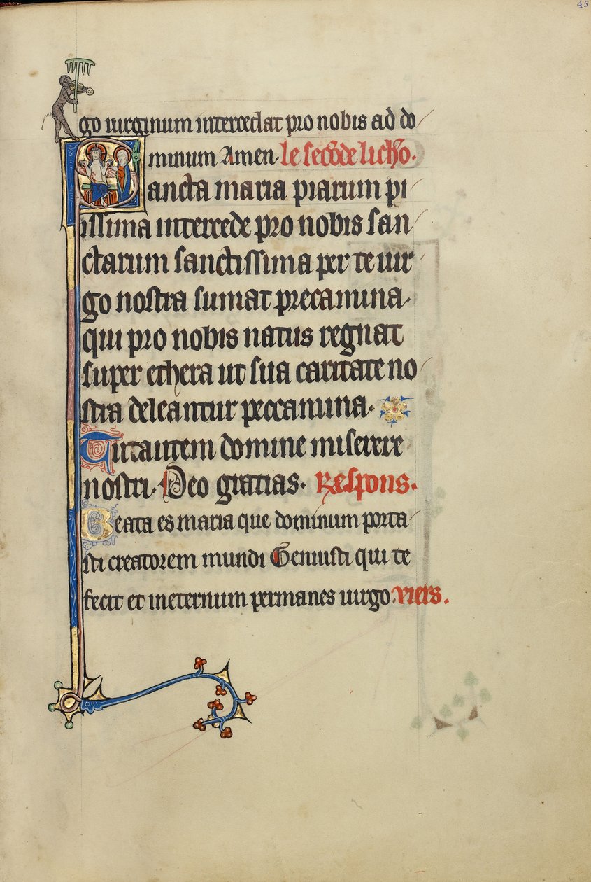 Initial S: The Virgin Mary and Christ Showing his Wounds by Unknown artist